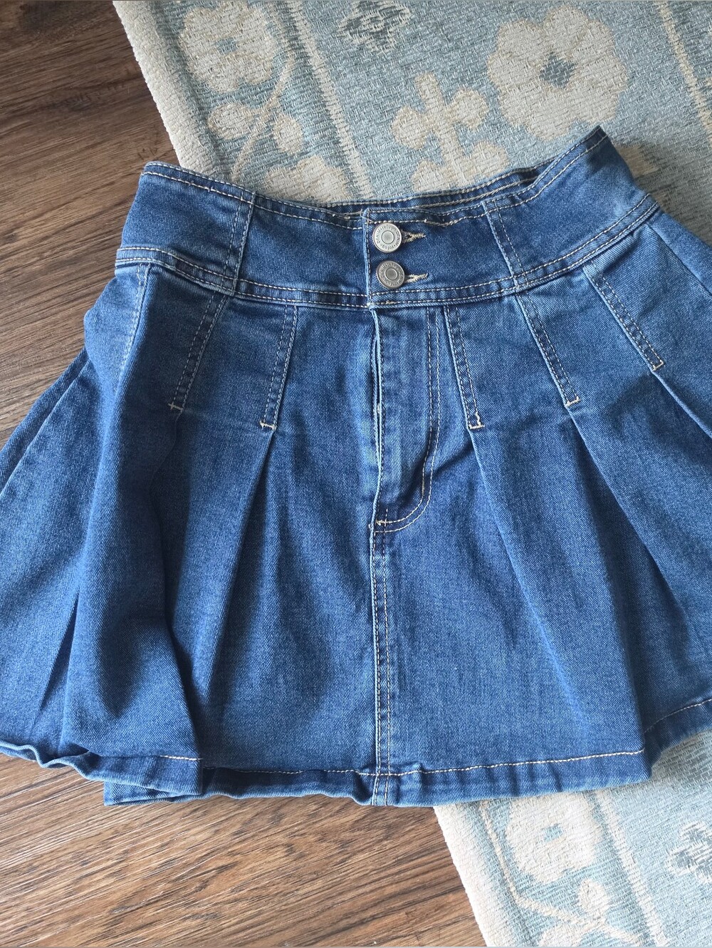 Refuge Denim Skirt Pleated